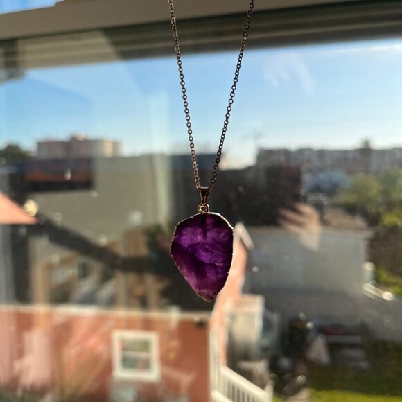 Francesca's Collections Purple Gemstone Pendant Necklace - Picture 2 of 4